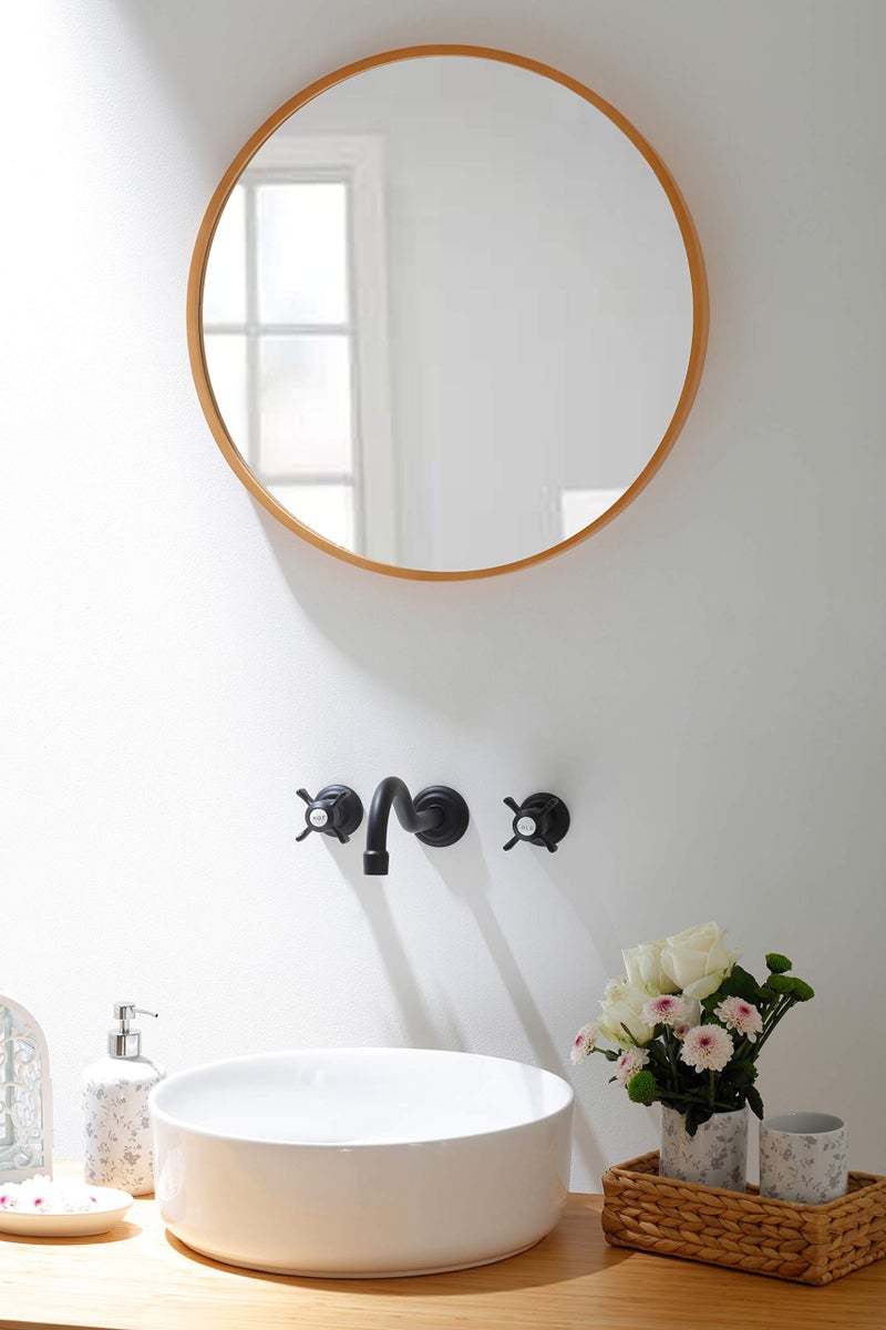 SITGES Antique Wall Faucet,Two Handle Bathroom Sink Wall Mount Faucet with Rough in Valve Included,Matte Black - Image 2